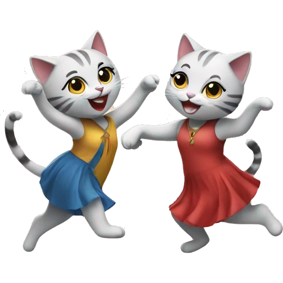 two girl cats dancing emoji