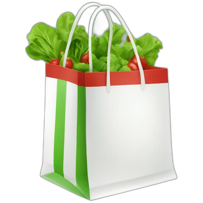 Shopping bag green and red and white emoji