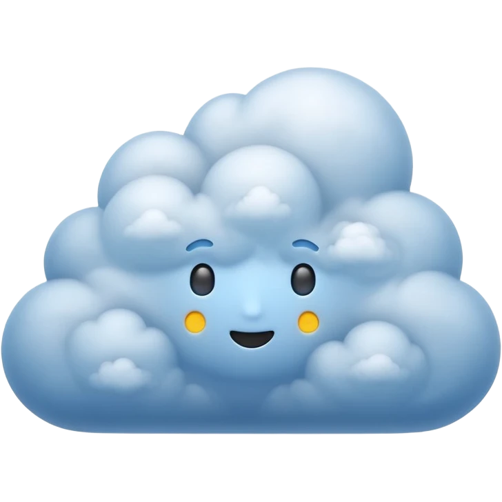 3D render of Fog, miniature weather phenomenon, volumetric particle effects,dense blue-grey cloud bank obscuring the ground, elemental energy, emoji style, isolated on white background --v 6.0. emoji