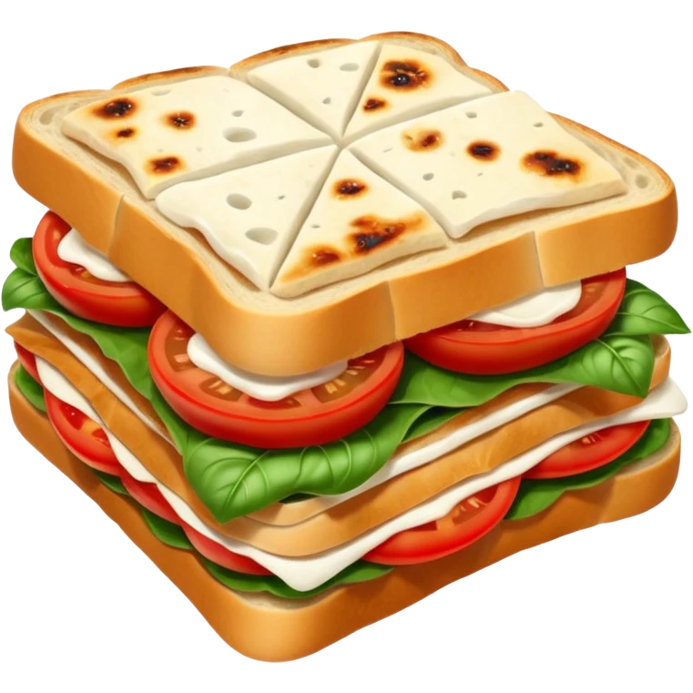 italian foccacia sandwich with tomatoes, mozzarella and basilic emoji