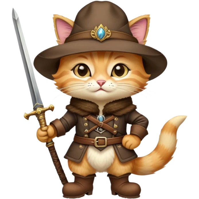 classic Puss in Boots with hat and confident expression emoji