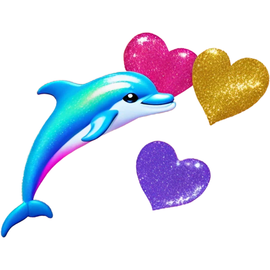 Lisa frank glitter dolphins and a heart emoji