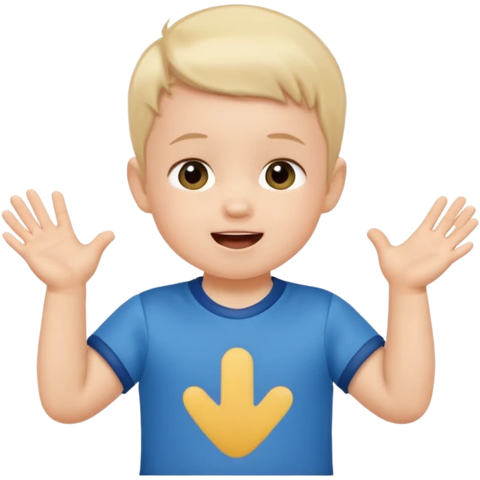 A toddler with a tiny jersey shirt, clapping with adorable enthusiasm emoji