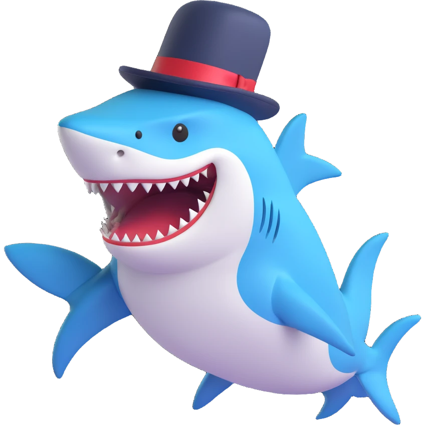 shark wearing a top hat emoji
