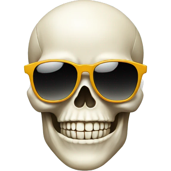 A skull wearing sunglasses and smiling emoji