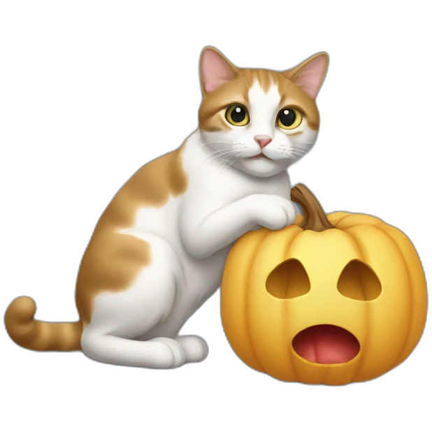 Un chat en pleine possession du crâne de la reine emoji