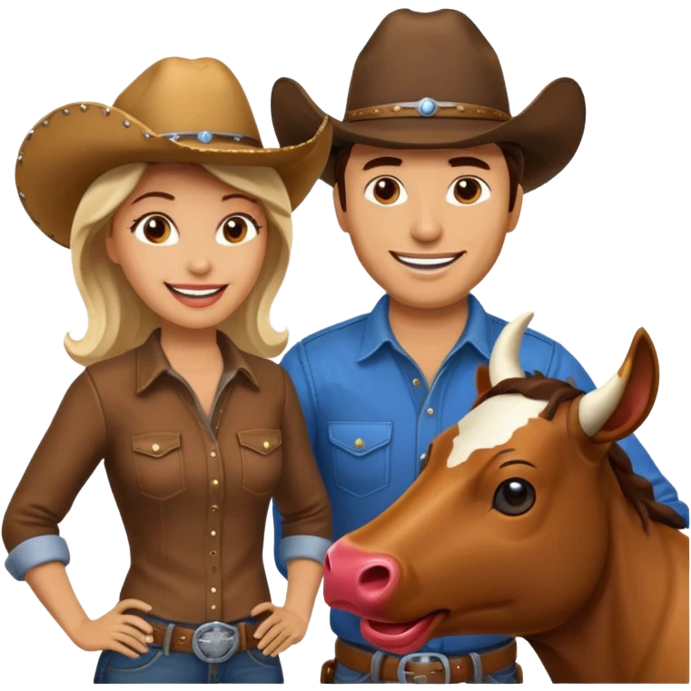 40 year old women talking to a man in front of a mechanical bull emoji