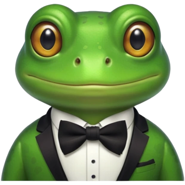 frog without dress, wearing only bowtie emoji