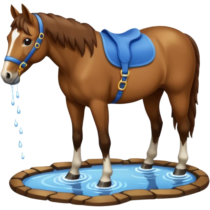 realistic horse drinking water from a puddle emoji