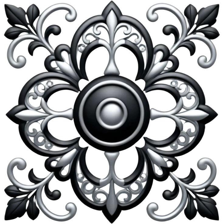 Black and silver filigree design, 3D, extremely detailed design emoji