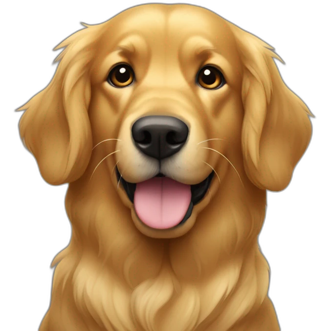 Golden retriever negro con señor alto rubio con pelo rizado emoji