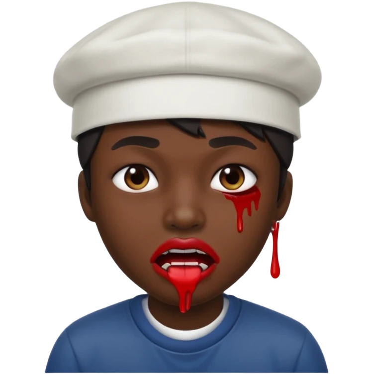 Creme un emoji con gorra hacia tras como cholo con su boca sangrada emoji