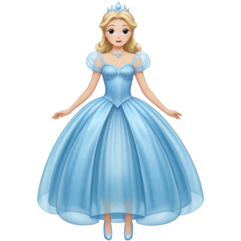 The bubble dress is typically a voluminous ball gown, designed to make Glinda look like she’s literally floating in a bubble. It features:  Pale blue or shimmering white-blue hues (in Ariana Grande’s movie version, it’s a soft, cotton-candy blue). emoji