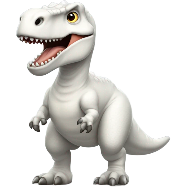 friendly trex with white coat emoji