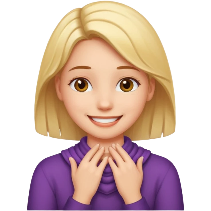 a girl with her hands around her neck and smiling  emoji