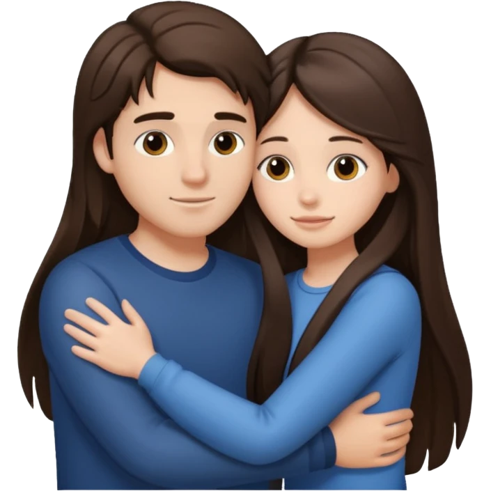 парень брюнет обнимает девушку брюнетку с длинными прямыми волосами, emoji