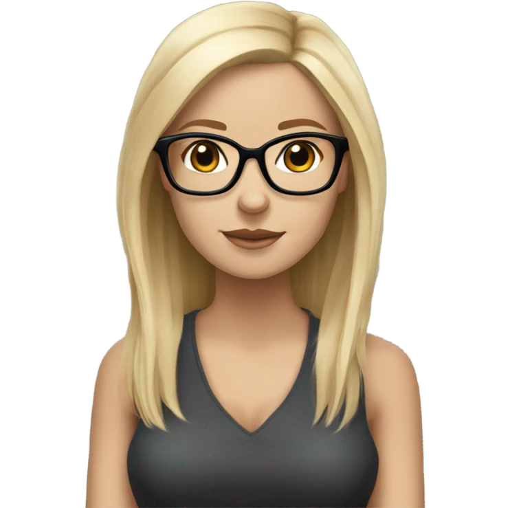 White girl, blonde hair, wearing glasses kYorkshire terrier  emoji