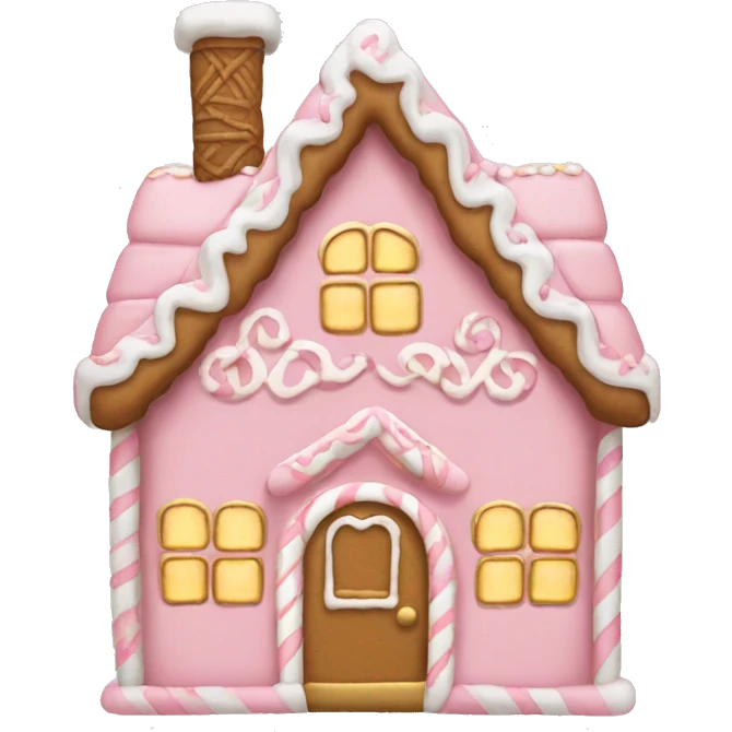 light pink and gold and white gingerbread house emoji