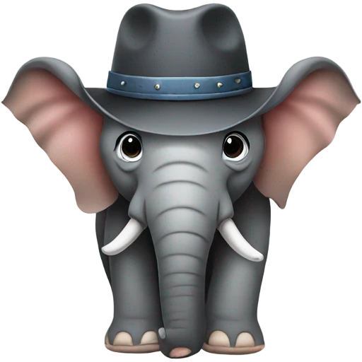 Elephant wearing a cowboy hat emoji