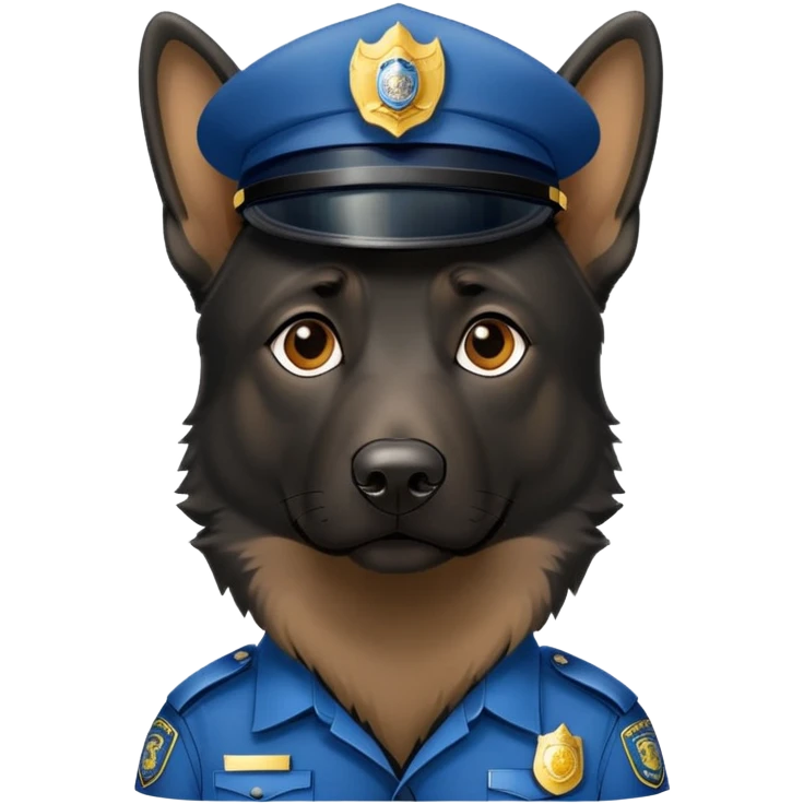 Black German shepherd with police hat emoji