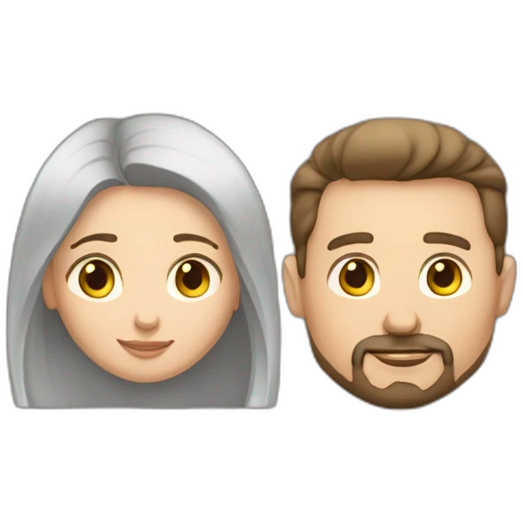 over weight couple and the woman should have brown hair the man should have a goatee emoji