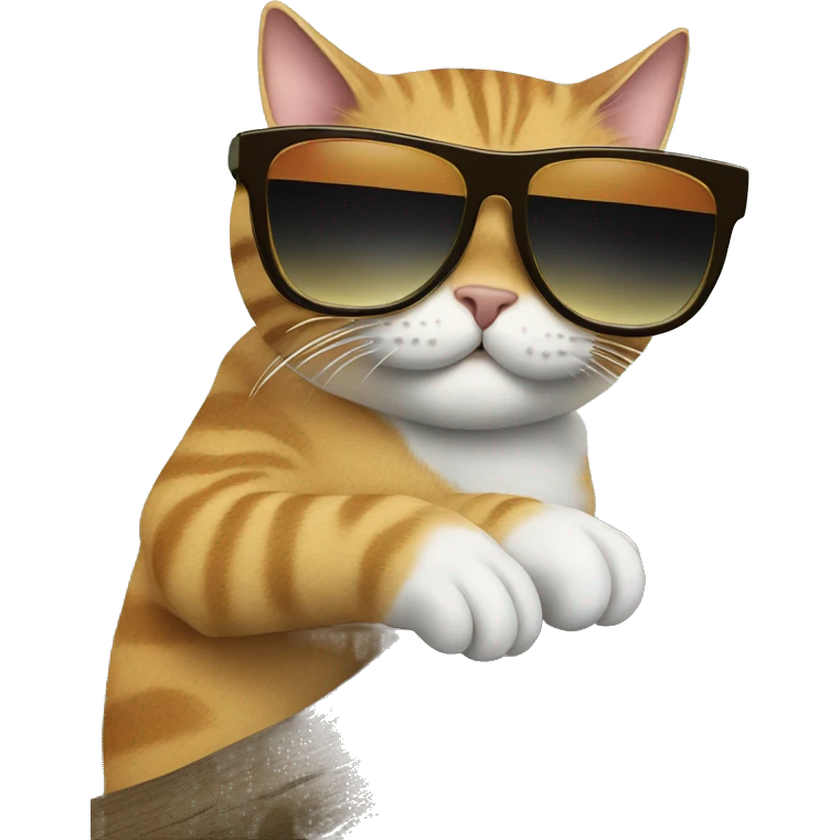 Cat on a tree with sunglasses  emoji