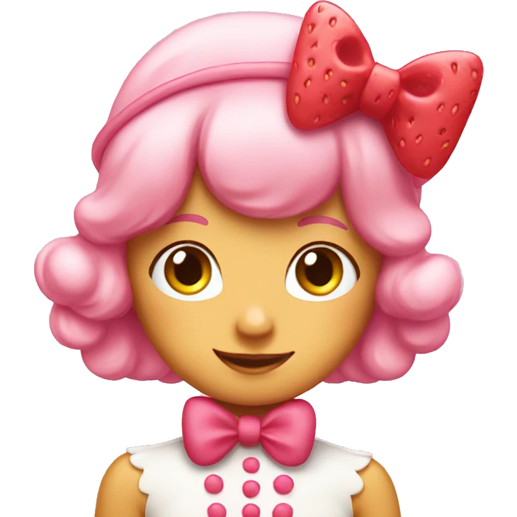 Pink bow on strawberry shortcake emoji