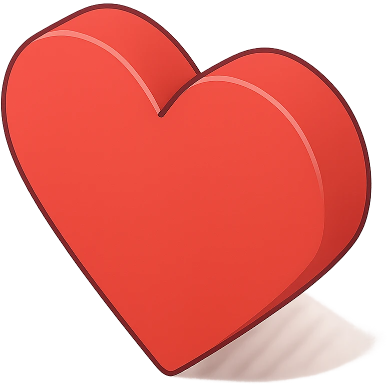 Change the color of the heart to vibrant red in a 2D isometric icon style, no text, transparent background. emoji