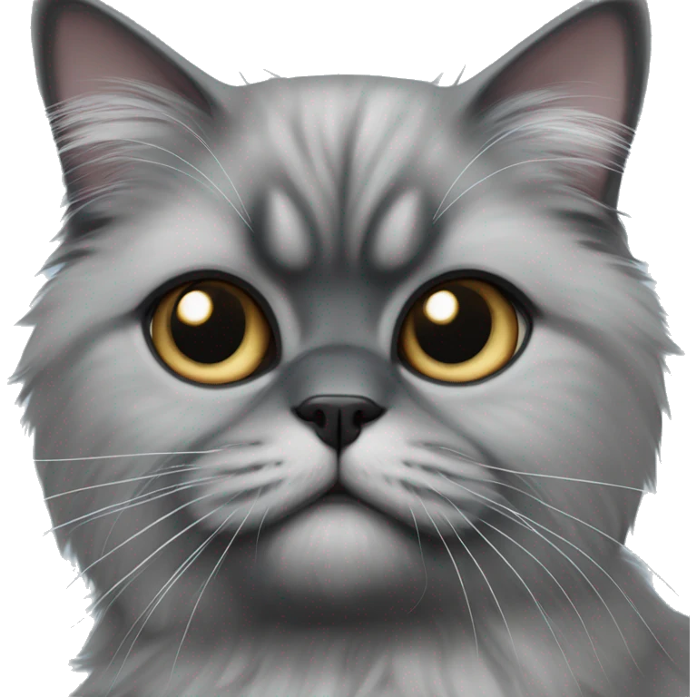 Blue eyed grey Persian cat with black ears emoji
