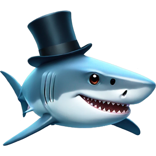 Shark with a top hat emoji