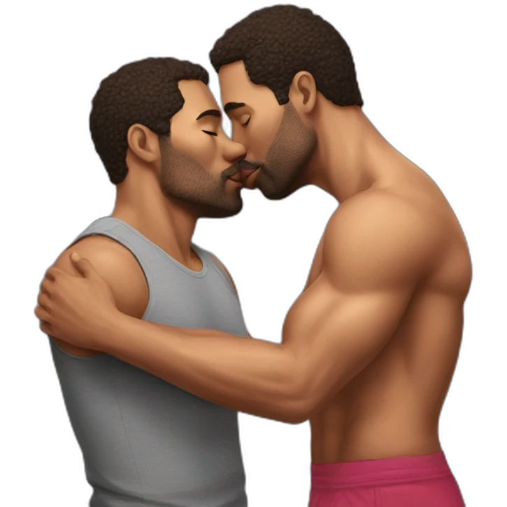 fit men kissing emoji