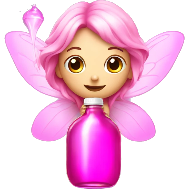 Complete fairy with pink elixir bottle emoji