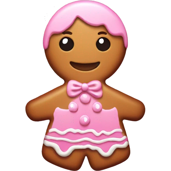 Pink gingerbread girl cookie emoji