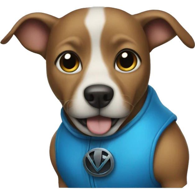 Dog in a blue beetle suit emoji
