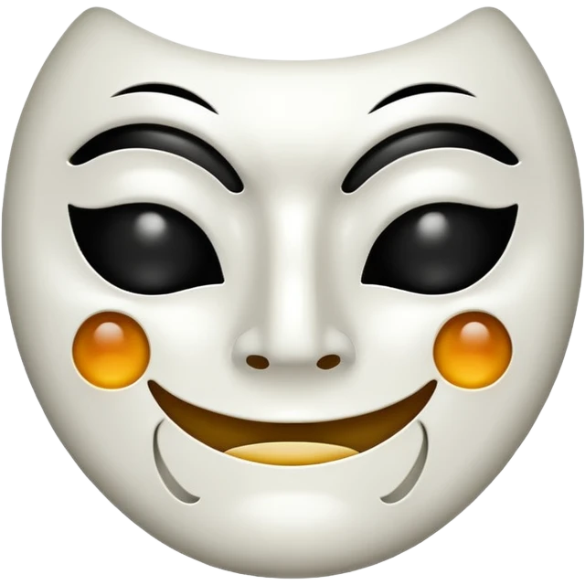 Half happy half sad face, half smile half frown on white theater mask with hollow mouth and hollow eyes emoji