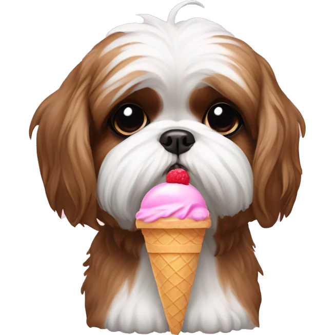 shih tzu with an ice cream emoji