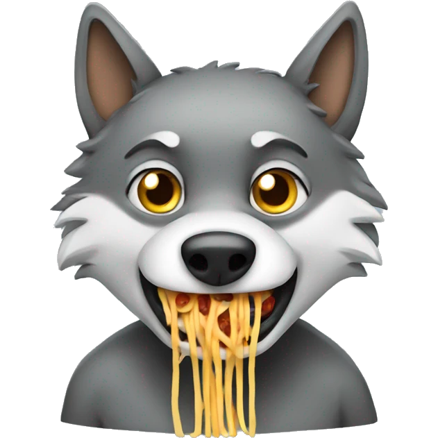 Wolf eating spaghetti emoji