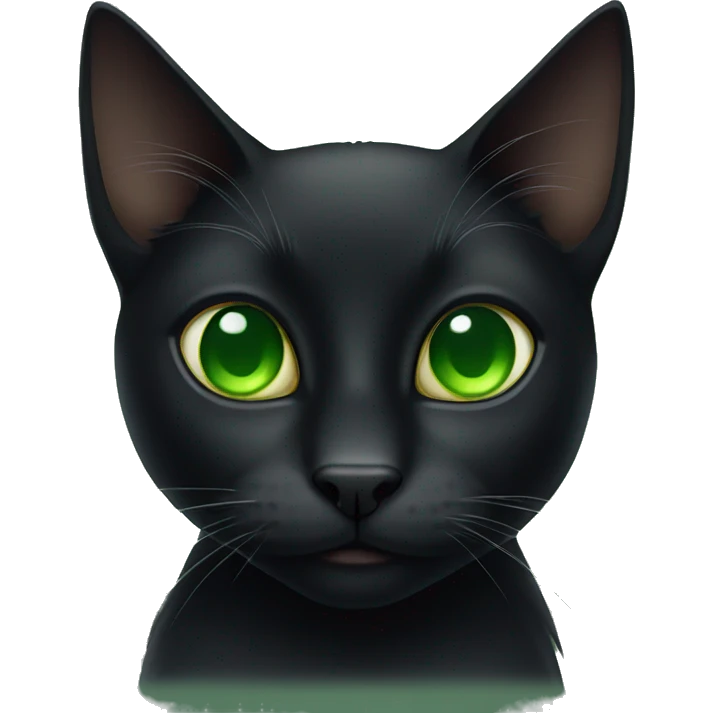 A black cat with green eyes  emoji
