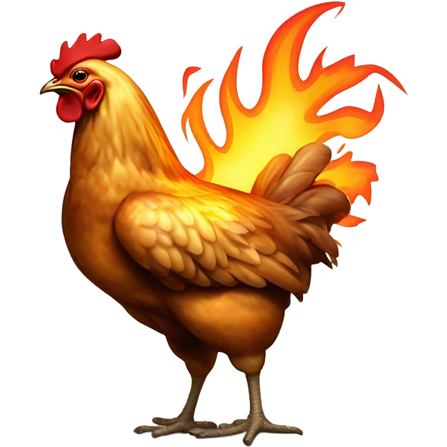 Chicken engulfed in flames emoji