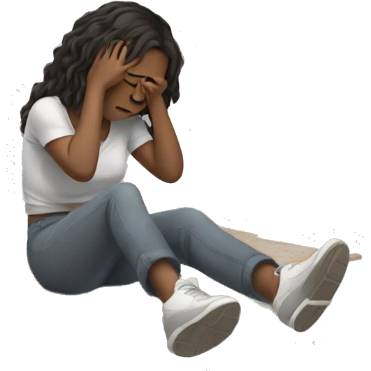 A girl laying down on the floor crying emoji