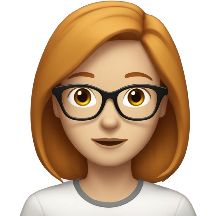Pale redhead shoulder length hair glasses dog emoji