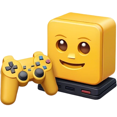 Clash of Clans aesthetic: Cinematic Playful PlayStation 2 Slim Portrait Emoji, rendered in a 3D vector-style similar to standard emojis with minimal shading and bold, simplified shapes. A compact, distinct form with signature details, softly glowing with a cutting-edge console technology charm. Simplified yet unmistakably iconic, highly detailed and consistent, glowing with a soft radiance and high shine. Stylized with a touch of technological advancement and a soft glowing outline, capturing the essence of a beloved gaming relic with a friendly, playful manner! emoji