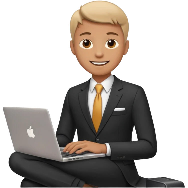 working laptop person suit happy emoji