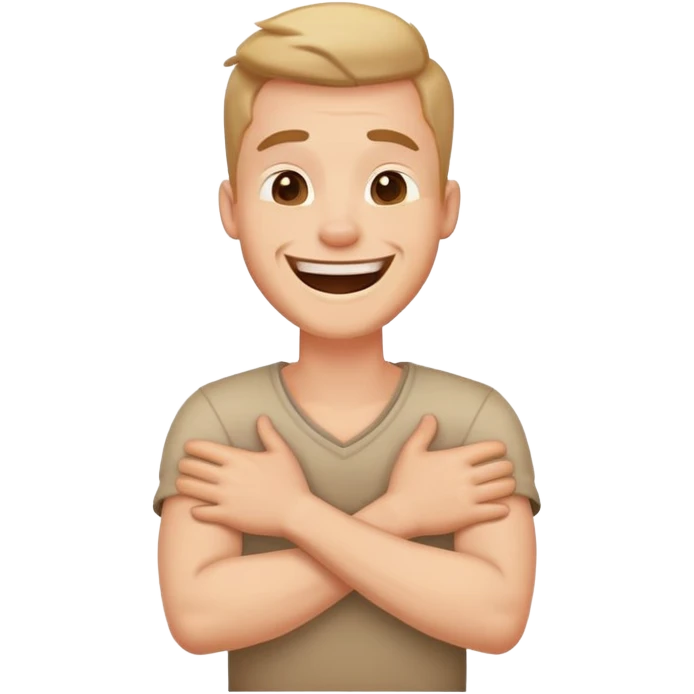 Arms crossed holding neck laughing guy emoji