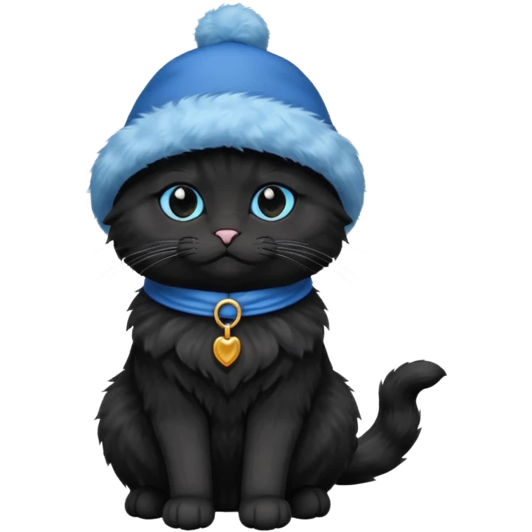 black cat with blue hat emoji