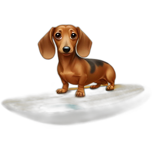 Dachshund on a surfboard emoji