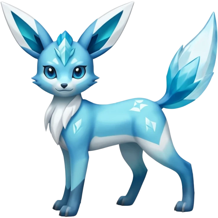 Shiny 4-legged Virizion-Glaceon-Amaura-Cobalion-fusion, full body emoji