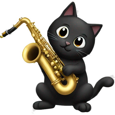 black cat playing saxophone  emoji