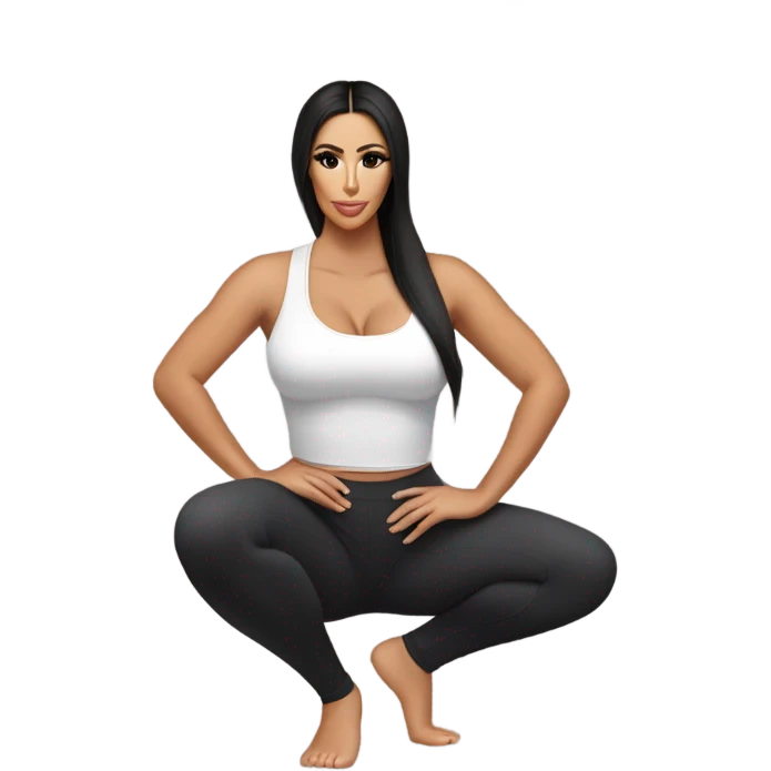 Kim K squatting  in yoga pants emoji