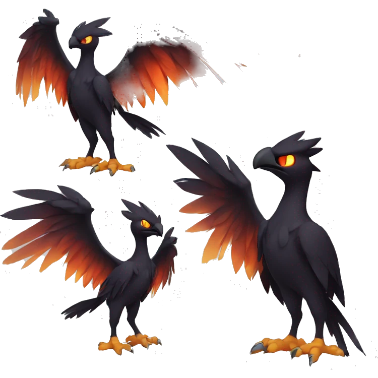 Edgy Fantasy legendary dark bird shadow-type-Phoenix Fakemon full body emoji